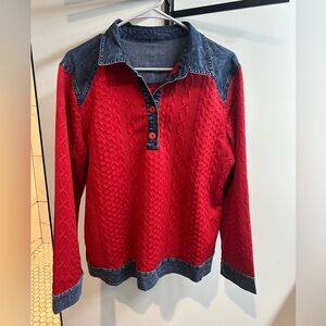 Waffle knit with Denim Accents
